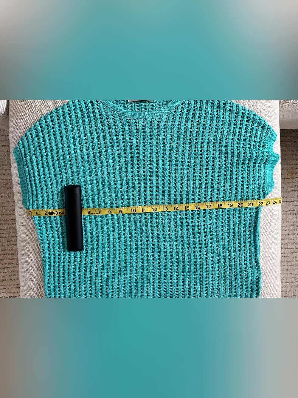 Zenana Turquoise Open Weave short sleeve summer sweater.  Size Small NWOT - Picture 10 of 12